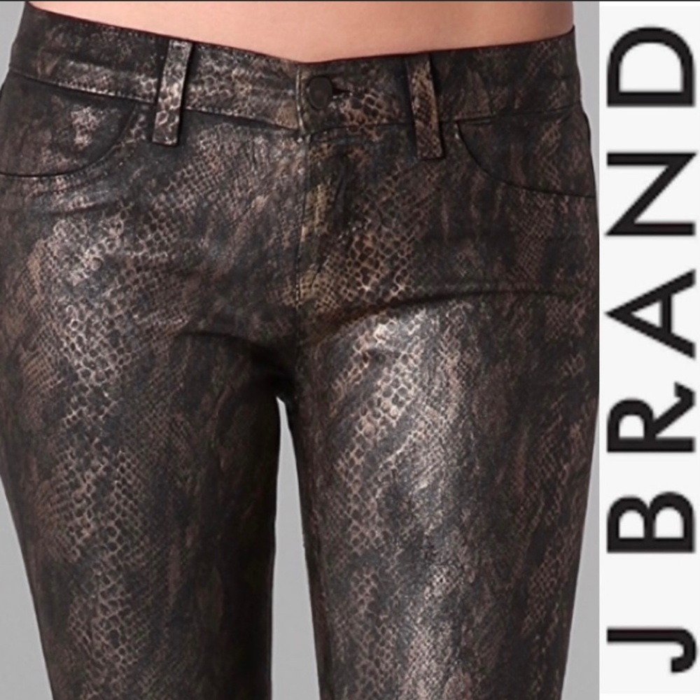 J Brand Snakeskin Coated Metallic Skinny Jeans 27